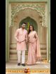 Jenika Gold Peach Couple Dress Saree And Kurta For Special Occasions