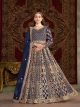 Navy Blue Net Wedding Gown