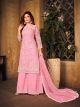 Pink Thread Embroidered Net Plazo Suit