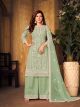 Pista Thread Embroidered Net Plazo Suit