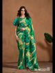 Green Ready To Wear Saree With Stitched Blouse