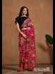 Pink Printed Ready To Wear Saree With Stitched Blouse