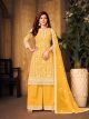 Yellow Thread Embroidered Net Plazo Suit