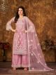 Pink Heavy Embroidered Palazzo Suit