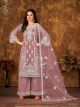 Mauve Heavy Embroidered Palazzo Suit