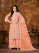 Peach Heavy Embroidered Palazzo Suit