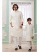 Cream Embroidered Art Silk Father-Son Kurta Pajama Combo