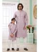 Lailac Embroidered Art Silk Father-Son Kurta Pajama Combo