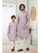 Lilac Embroidered Art Silk Father-Son Kurta Pajama Combo