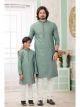 Green Embroidered Art Silk Father-Son Kurta Pajama Combo