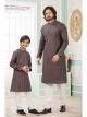 Brown Embroidered Art Silk Father-Son Kurta Pajama Combo