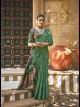 Green Gajji Silk Printed Saree With Work