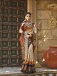 Beige Bhagalpuri Silk Printed Saree With Work