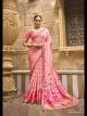 Peach Gajji Silk Printed Saree With Work