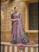 Purple Gajji Silk Printed Saree With Work