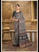 Grey Gajji Silk Printed Saree With Work