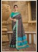 Black Gajji Silk Printed Saree With Work