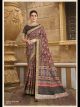 Olive Gajji Silk Printed Saree With Work