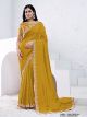 Mustard Pure Crepe Silk Saree