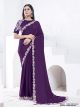 Purple Pure Crepe Silk Saree
