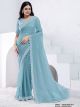 Aqua Blue Crush Pure Silk Saree