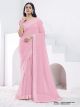 Light Pink Crepe Shimmer Silk Saree