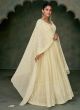Cream Lucknowi Long Anarkali Suit