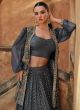 Olive Grey Indo-Western Lehenga with Jacket
