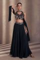 Mid Night Blue Designer Crop top with Palazzo