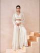 White Crop top with Palazzo and Shrug