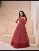 Red Partywear Floor Length Gown