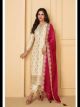 Ivory Pure Viscose Jacquard Silk Suit
