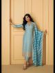 Sky Blue Pure Viscose Jacquard Silk Suit