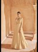 Light Yellow Lucknowi Embroidered Gown with Dupatta