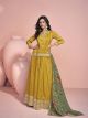 Mustard Partywear Viscose Skirt With Short Kurti