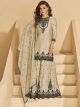 Beige Floral Thread Embroidered Sharara Suit With Cutwork