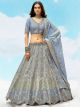 Blue and Silver Wedding Silk Lehenga