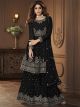 Black Georgette semi-stitched Gharara Suit