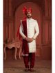 White Pure Silk Wedding Sherwani For Groom