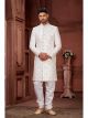 Off White Pure Silk Wedding Sherwani For Groom