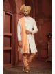 White Pure Silk Wedding Sherwani For Groom