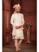 White Pure Silk Wedding Sherwani For Groom