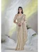 Cream Two Tone Satin Silk Pre-Stitched Saree