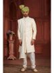 Cream Pure Silk Wedding Sherwani For Groom