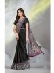 Black Crepe Satin Silk Pre-Stitched Saree