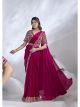 Pink Two Tone Satin Silk Pre-Stitched Saree