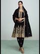 Black Designer Pant Style Anarkali Suit