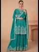 Sea Green Chinon Silk Sharara Suit