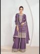 Purple Chinnon Silk Sharara Suit