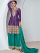 Violet Chinon Silk Sharara Suit